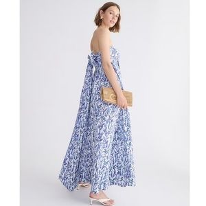 J Crew Collection strapless bow-back maxi dress in meadow print